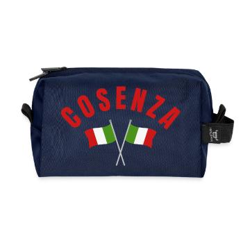 Cosenza Crossed Italian Flags - Recycled Toiletry Zip Bag - navy - Front