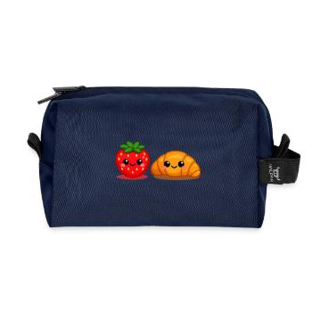 Amis croissants à la fraise - Trousse de toilette en tissu recyclé - marine - Devant