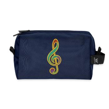 Colorful Glitter Treble Clef Design - Recycled Toiletry Zip Bag - navy - Front