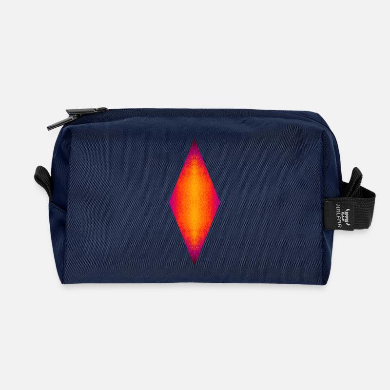 Neon Diamond, Heat Core, Prism Flame, Inner Fire - Recycled Toiletry Zip Bag - navy