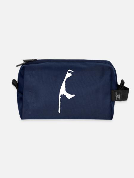 Sylt Umriss weiß - Recycelte Kulturtasche - Navy