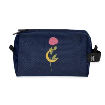 Croissant floral élégant - Trousse de toilette en tissu recyclé - marine - Devant