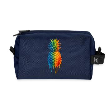 Ananas mit buntem Farbverlauf - Recycelte Kulturtasche - Navy - Vorne