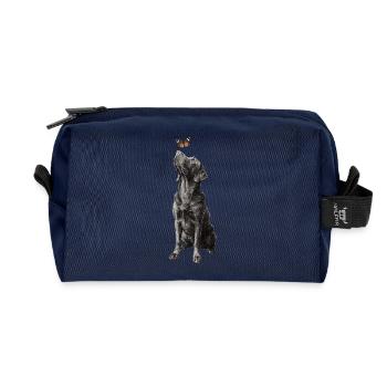 Labrador Illustration mit Schmetterling Hund Labbi - Recycelte Kulturtasche - Navy - Vorne