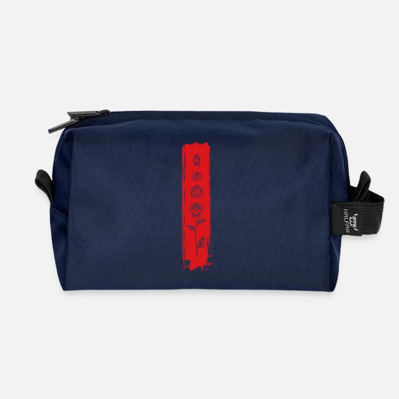 Vertikale Rosen-Pinselkunst - Recycelte Kulturtasche - Navy