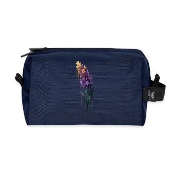 Lavender with dripping color - Recycled Toiletry Zip Bag - navy - Front