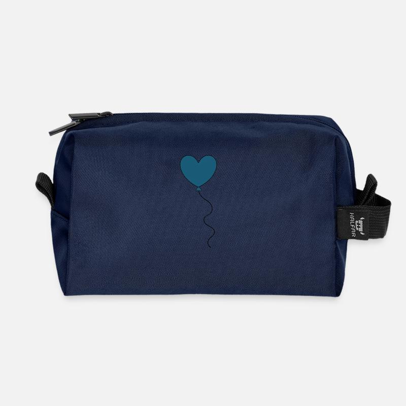 blaues Herz Ballon Luftballon Valentinstag - Recycelte Kulturtasche - Navy