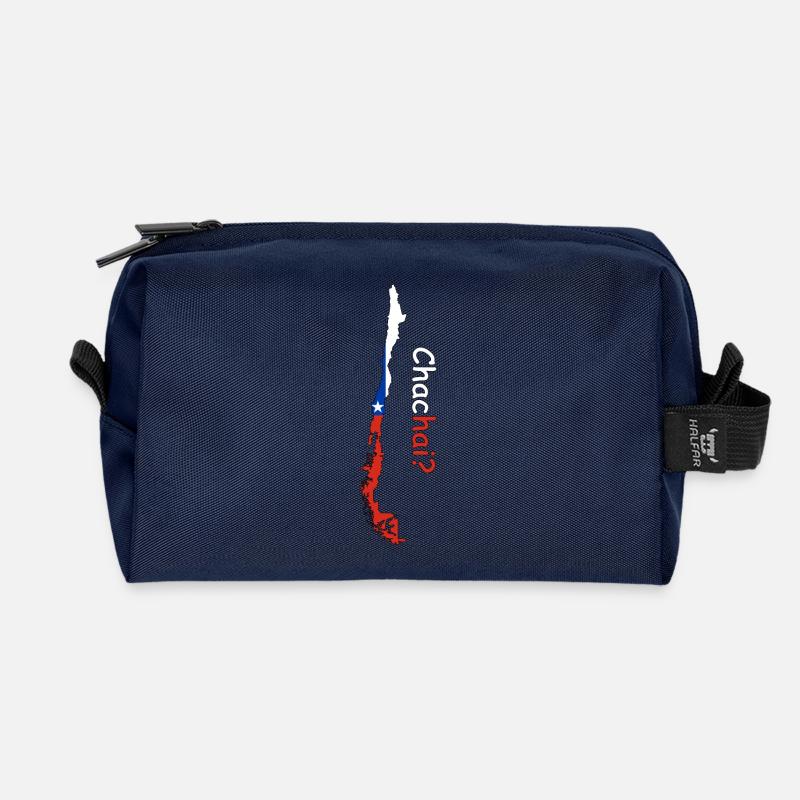 Chile Silhouette Flag - Recycled Toiletry Zip Bag - navy