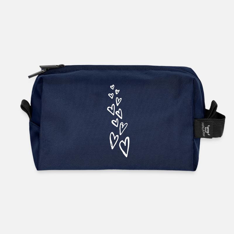 Herzen - Recycelte Kulturtasche - Navy