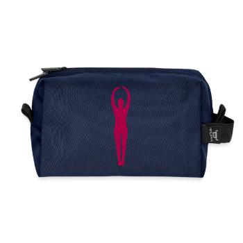 Yoga Silhouetten pink - Recycelte Kulturtasche - Navy - Vorne