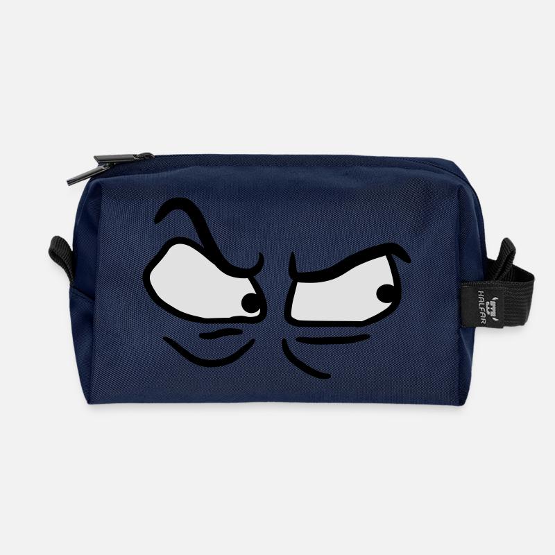 Angry angry angry eyes - Recycled Toiletry Zip Bag - navy