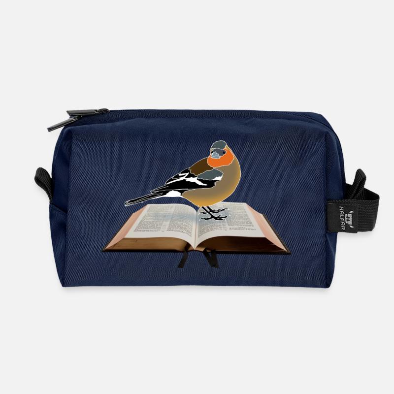 Buchfink auf Buch - Recycelte Kulturtasche - Navy