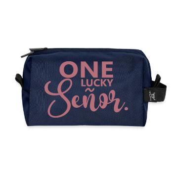 One Lucky Señor Wedding Husband To Be Groom - Recycled Toiletry Zip Bag - navy - Front