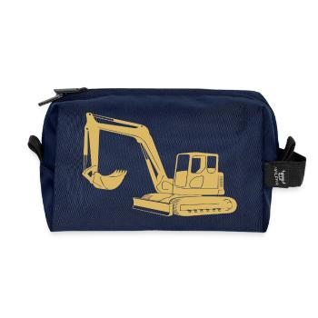 Excavator Driver Silhouette - Construction Equipment Operator - Recycled Toiletry Zip Bag - navy - Front