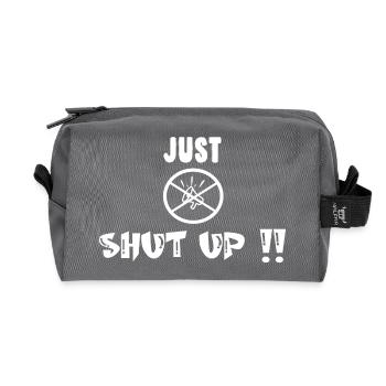 Just shut up Irony Saying - Recycled Toiletry Zip Bag - anthracite - Front