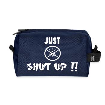 Just shut up Irony Saying - Recycled Toiletry Zip Bag - navy - Front