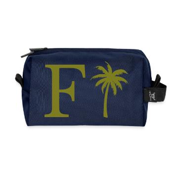 Letter f Green Palm - Recycled Toiletry Zip Bag - navy - Front