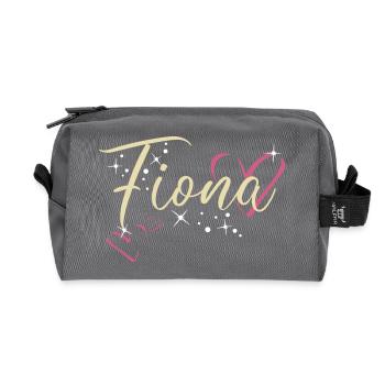Fiona Nom Prénom Calligraphie coeur - Trousse de toilette en tissu recyclé - anthracite - Devant
