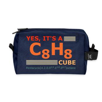 C8H8 Cubane – Yes it's a Cube retro Chemie - Recycelte Kulturtasche - Navy - Vorne