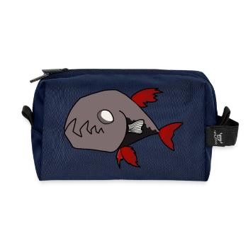 Schwarzer Fisch - Recycelte Kulturtasche - Navy - Vorne