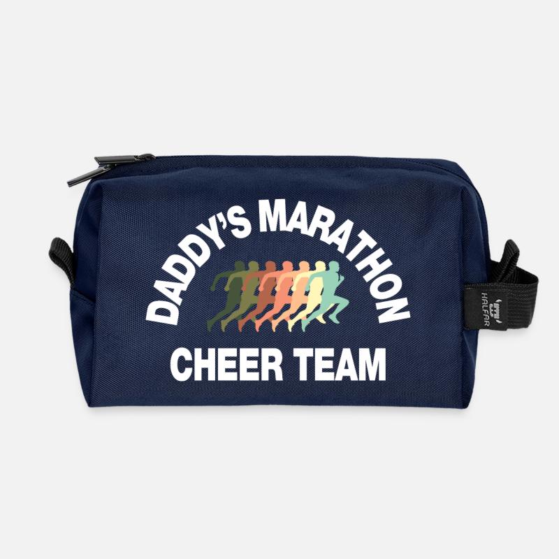 dad's marathon cheer team - Recycled Toiletry Zip Bag - navy