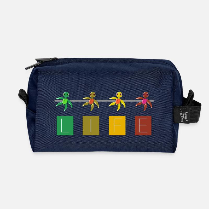 Turtle - Schildkröten, Life - Recycelte Kulturtasche - Navy