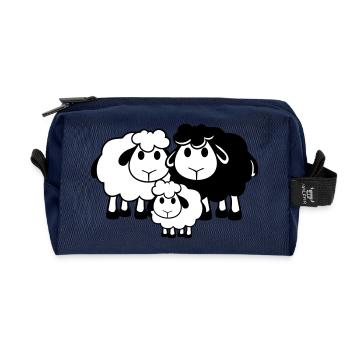 Family Sheep 3 Daddy Mom Parents Child Love Baby - Recycled Toiletry Zip Bag - navy - Front