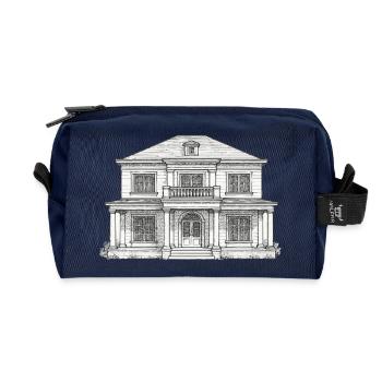 Klassisches Vorderhaus Linienzeichnung - Recycelte Kulturtasche - Navy - Vorne