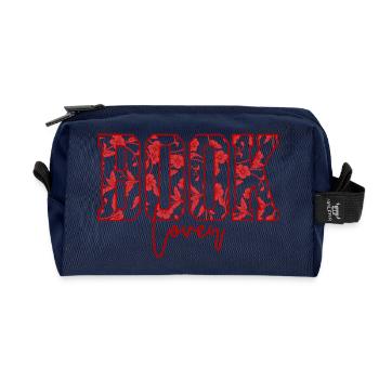 Book Lover Blumen Schrift - Recycelte Kulturtasche - Navy - Vorne