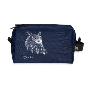 Dessin de hibou d’aigle - Trousse de toilette en tissu recyclé - marine - Devant