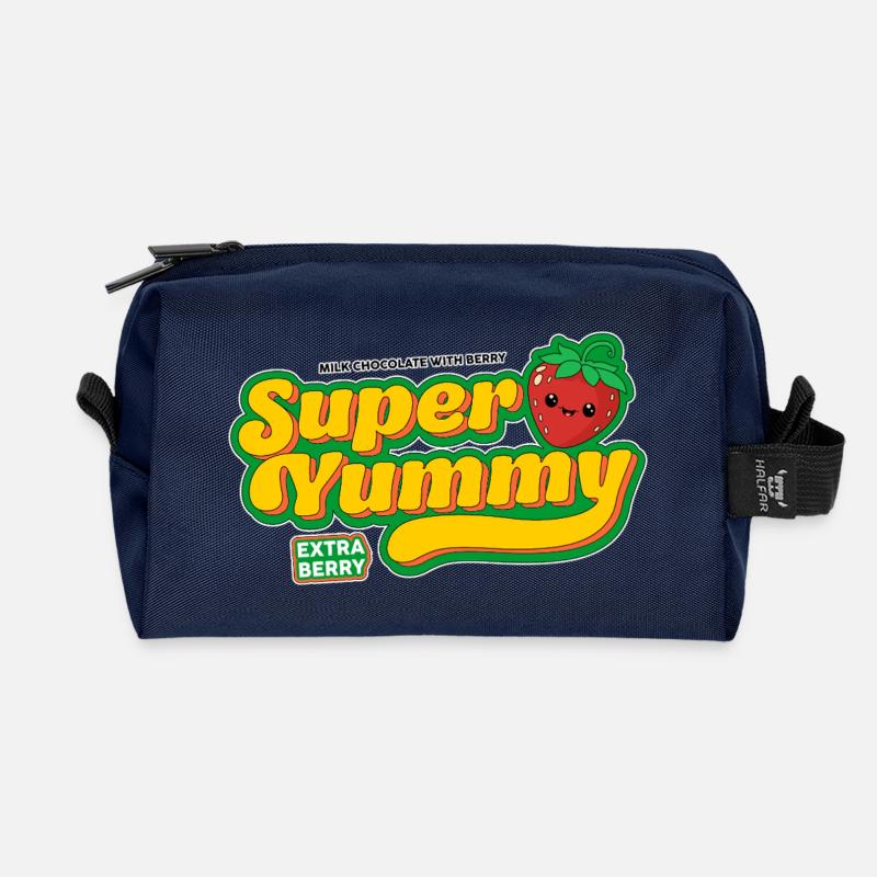 Erdbeeren und spaß - Recycelte Kulturtasche - Navy