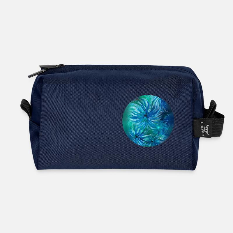 Sommerfarben- handgemalt von Martina Eßer - Recycelte Kulturtasche - Navy