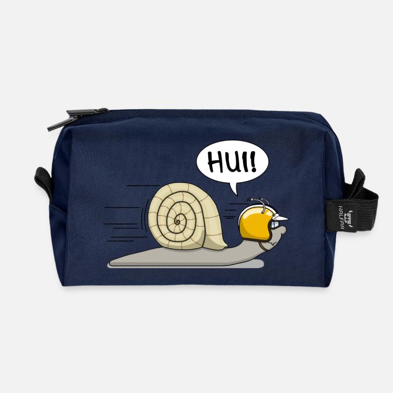 Racing snail - the original - Recycled Toiletry Zip Bag - navy