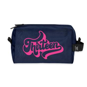 Cute 13th Birthday Gift 13 Years Old - Thirteen - Recycled Toiletry Zip Bag - navy - Front