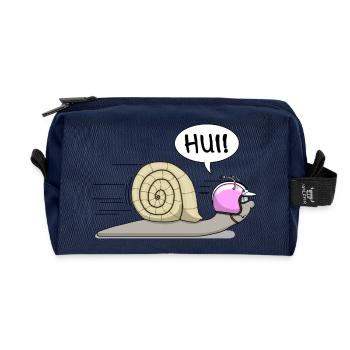 Racing snail - now also in pink - Recycled Toiletry Zip Bag - navy - Front