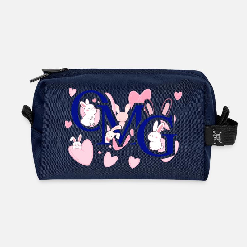 Omg pink - Recycled Toiletry Zip Bag - navy