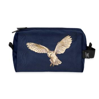 Beautiful barn owl in flight - Recycled Toiletry Zip Bag - navy - Front