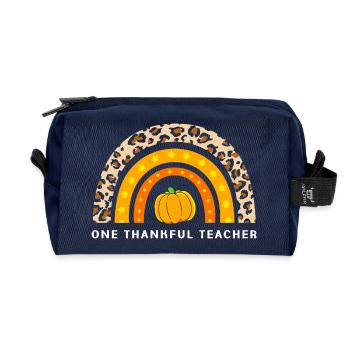 Thanksgiving Teacher Teacher - Recycled Toiletry Zip Bag - navy - Front