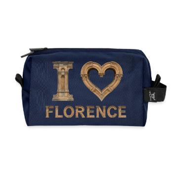 FLORENCE – Lettrage en pierre de la Renaissance - Trousse de toilette en tissu recyclé - marine - Devant