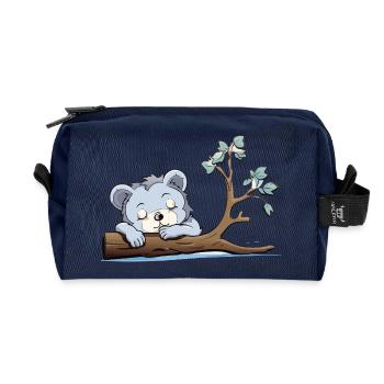 Ours câlin sur la branche - Trousse de toilette en tissu recyclé - marine - Devant