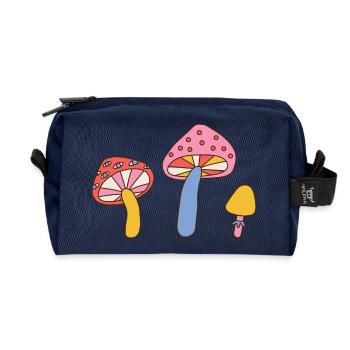 Retro Mushroom Trio – Design vintage années 70 - Trousse de toilette en tissu recyclé - marine - Devant