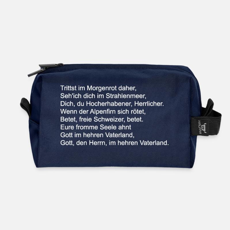 Schweizer Nationalhymne_weiss - Recycelte Kulturtasche - Navy