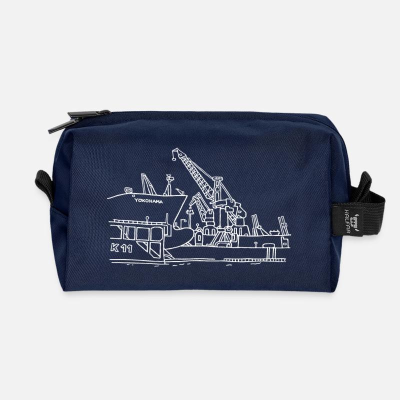 Hamburger Hafen (Dock 11) weiss - Recycelte Kulturtasche - Navy