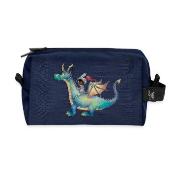 Girl with dragon on magical adventure - Recycled Toiletry Zip Bag - navy - Front