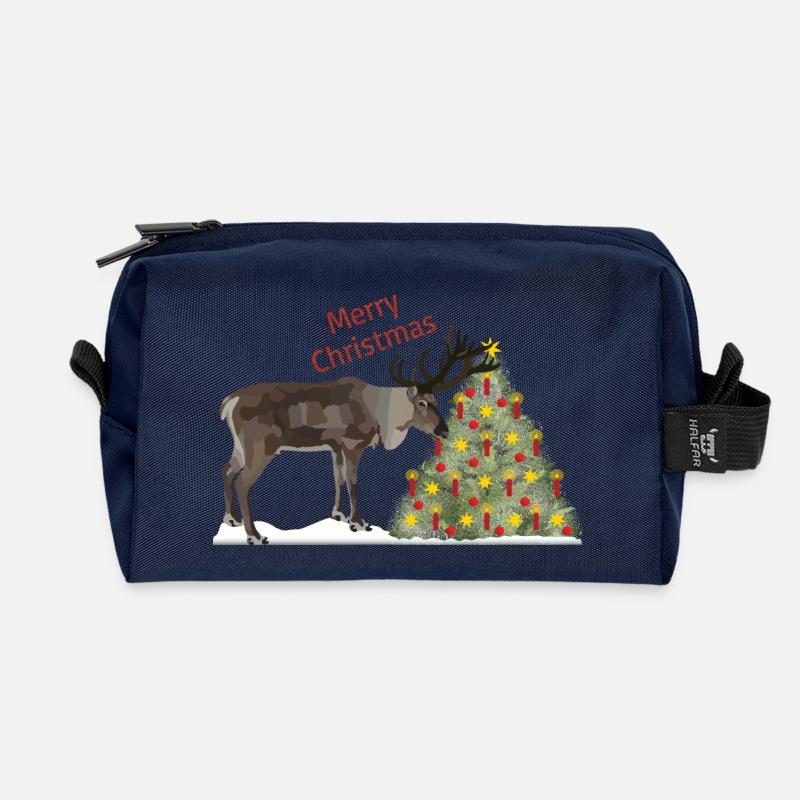 Fröhliche Weihnachen, Rainer Rentier! - Recycelte Kulturtasche - Navy
