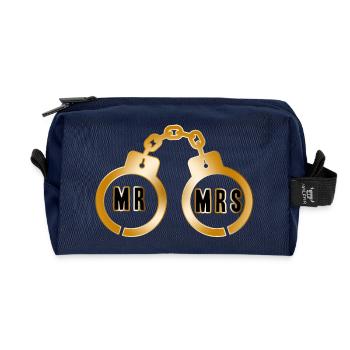 Emblème de menottes de couple doré - Trousse de toilette en tissu recyclé - marine - Devant