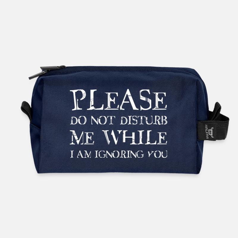 Please do not disturb me - Recycled Toiletry Zip Bag - navy
