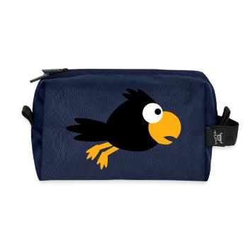 Rabe Vogel fliegt schnel cool lustig Cartoon Humor - Recycelte Kulturtasche - Navy - Vorne