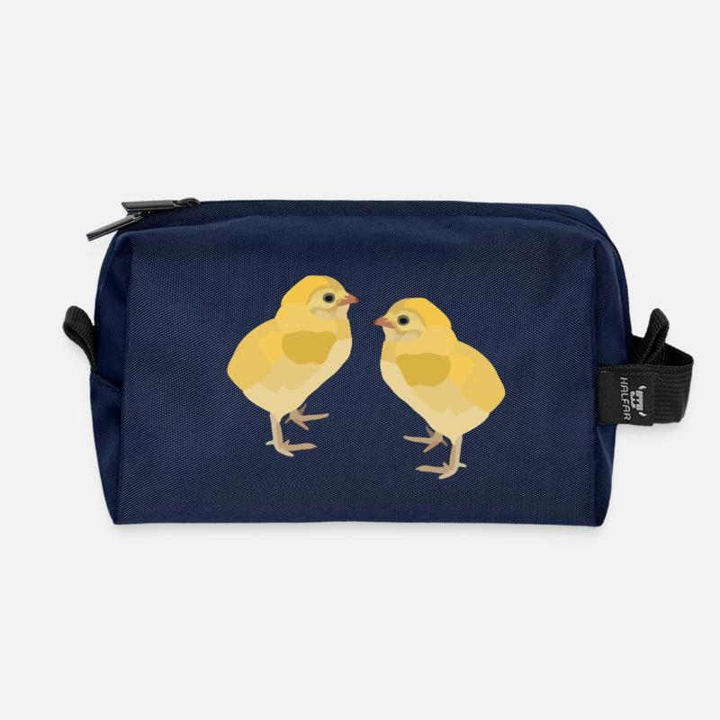 Kiki und Koko, die Küken - Recycelte Kulturtasche - Navy
