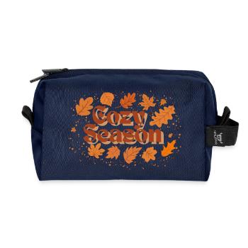 Herbstliche Cozy Season Motivgestaltung - Recycelte Kulturtasche - Navy - Vorne